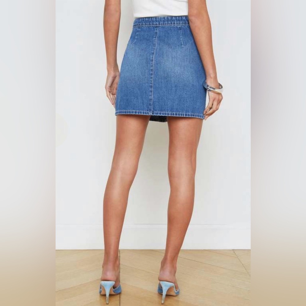 L'Agence $265 Kris Mini Button Denim Skirt Size 29 - Picture 3 of 8